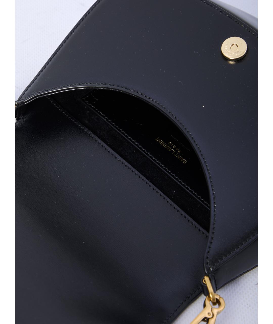 SAINT LAURENT Черная кожаная сумка через плечо, фото 4