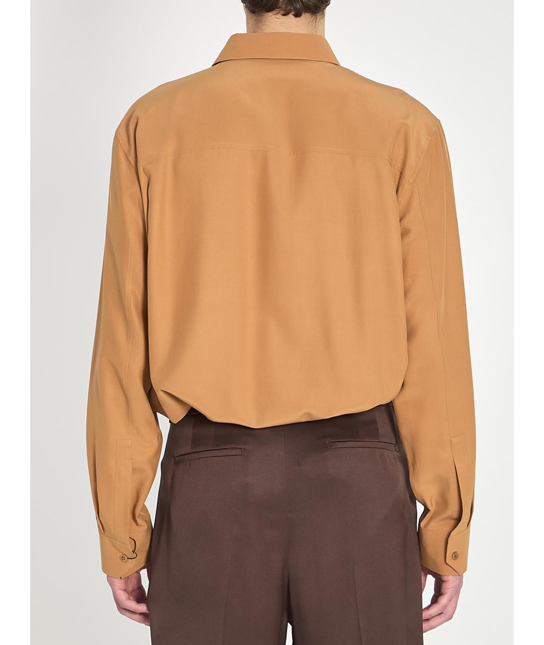 SAINT LAURENT Коричневая шелковая кэжуал рубашка, фото 5
