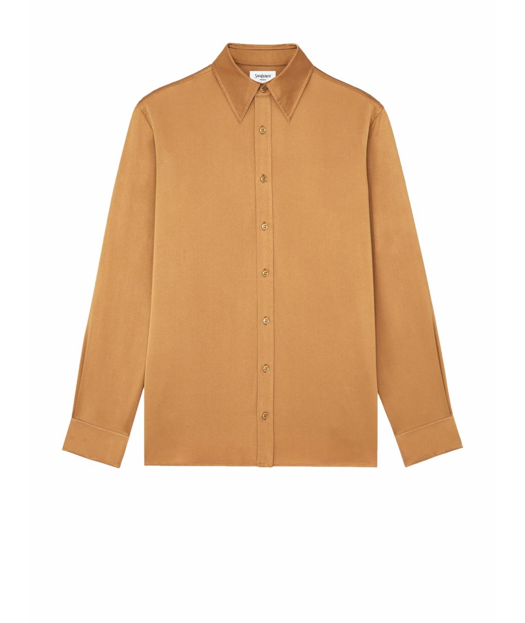 SAINT LAURENT Коричневая шелковая кэжуал рубашка, фото 1