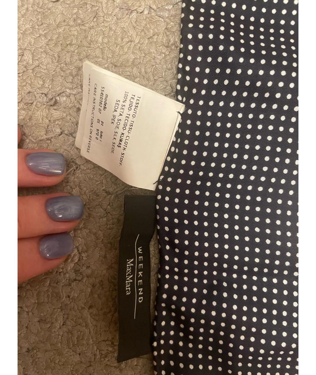 WEEKEND MAX MARA Темно-синий шелковый платок, фото 3