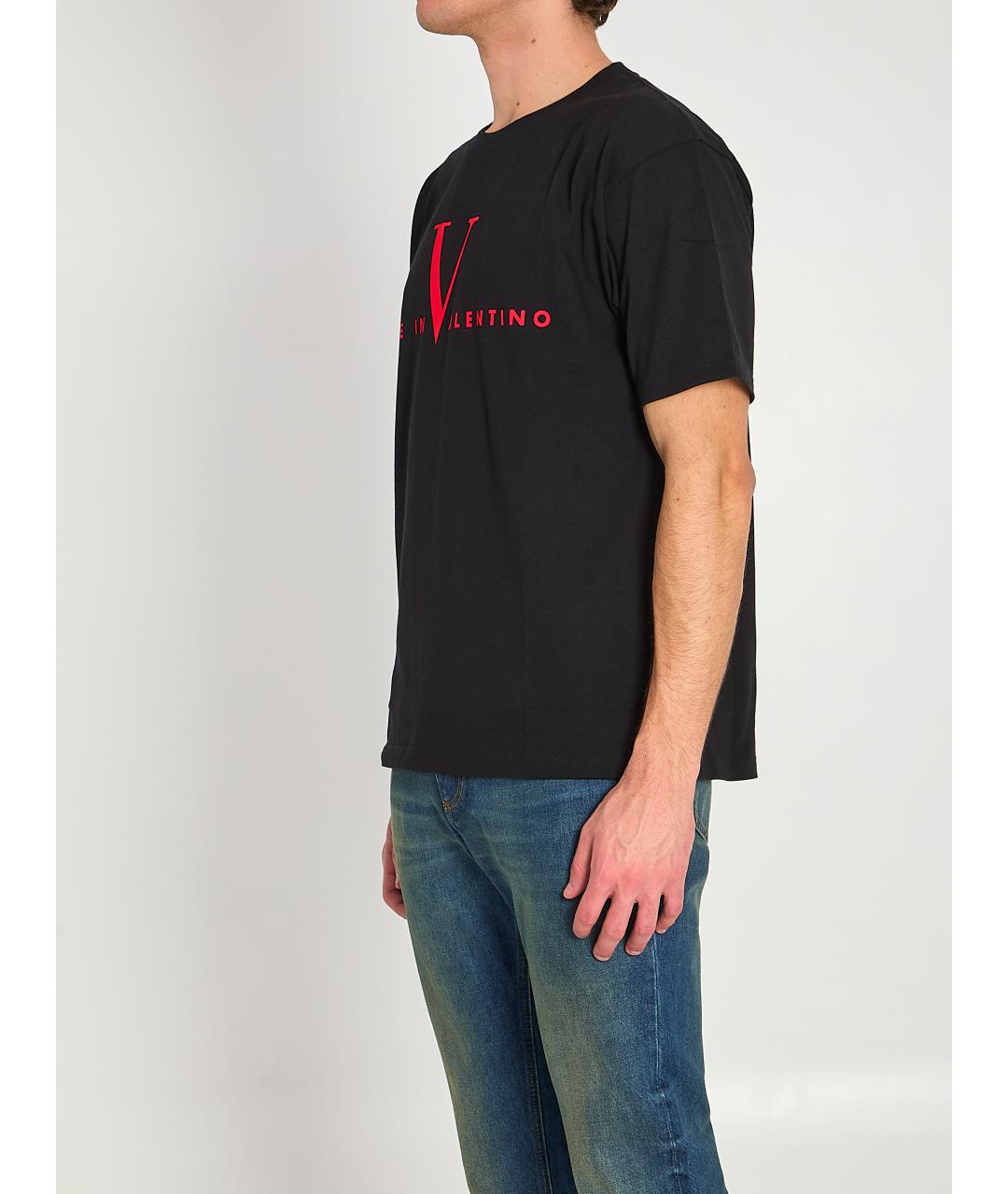 VALENTINO Черная хлопковая футболка, фото 2
