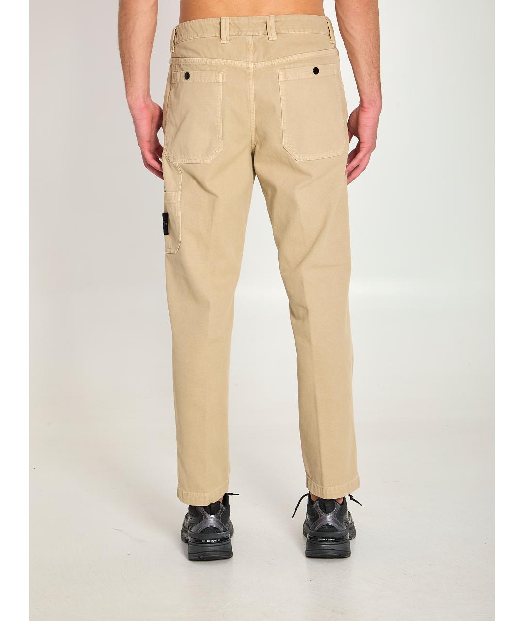STONE ISLAND Бежевые хлопковые повседневные брюки, фото 5