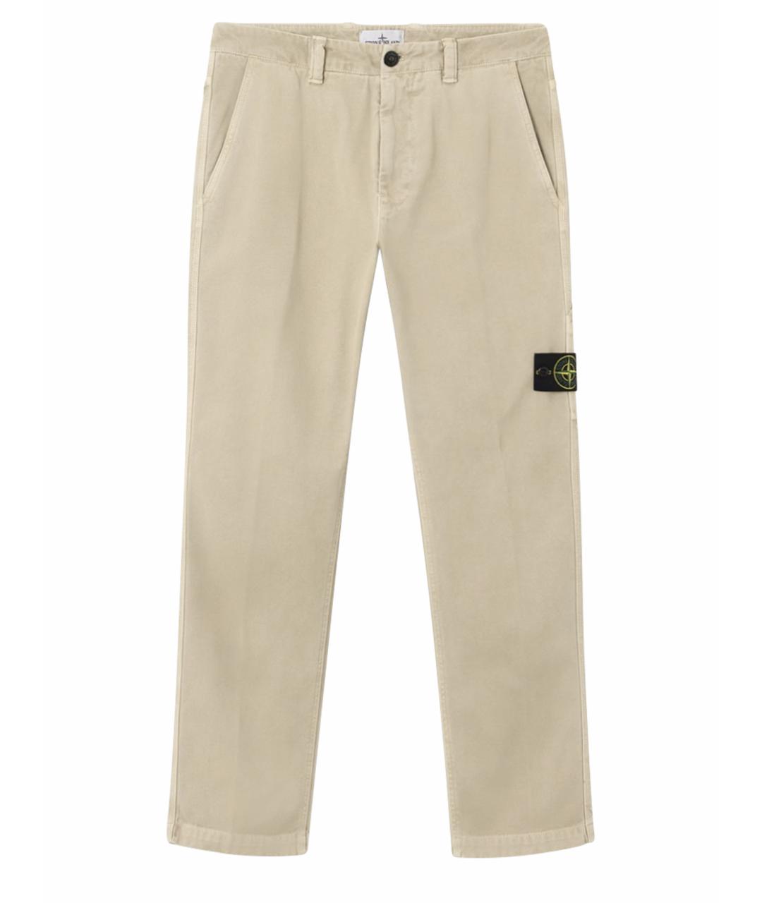 STONE ISLAND Бежевые хлопковые повседневные брюки, фото 1