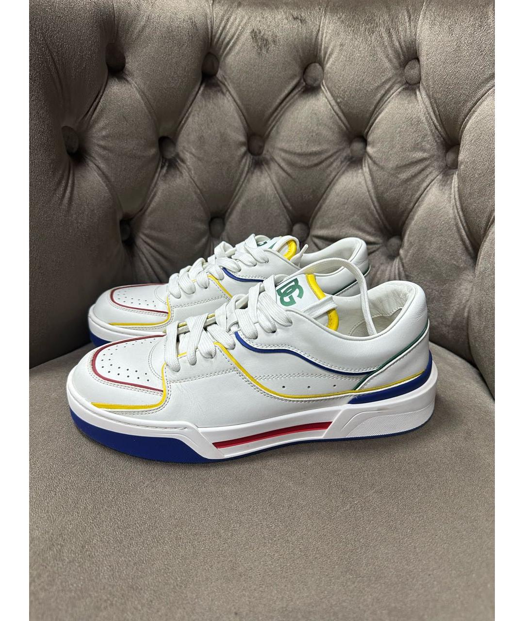 DOLCE&GABBANA Белые кожаные кроссовки, фото 6