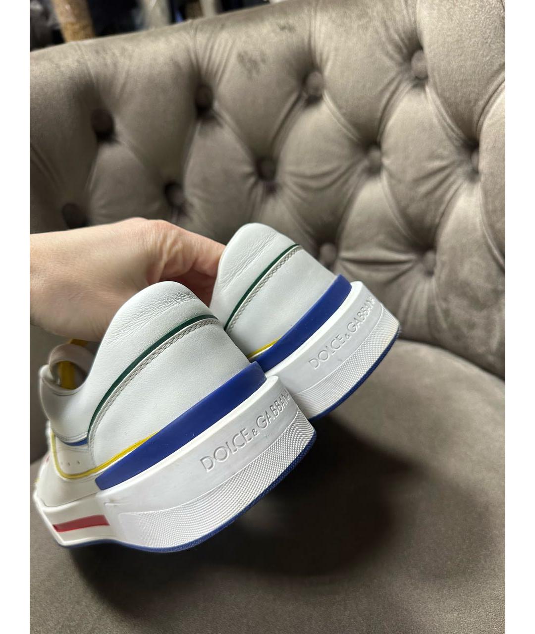 DOLCE&GABBANA Белые кожаные кроссовки, фото 3