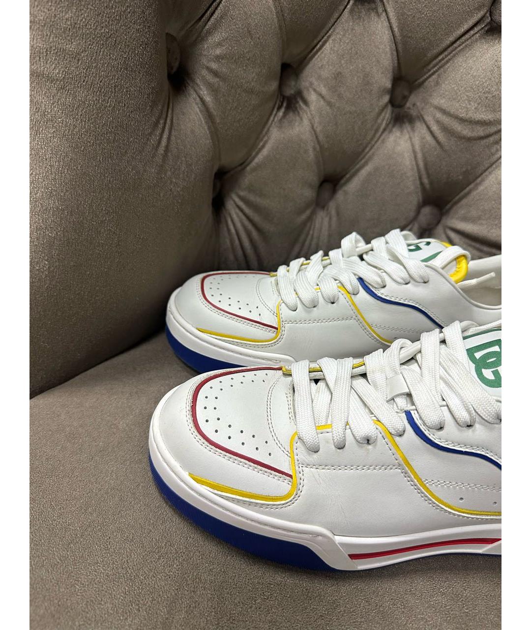 DOLCE&GABBANA Белые кожаные кроссовки, фото 2