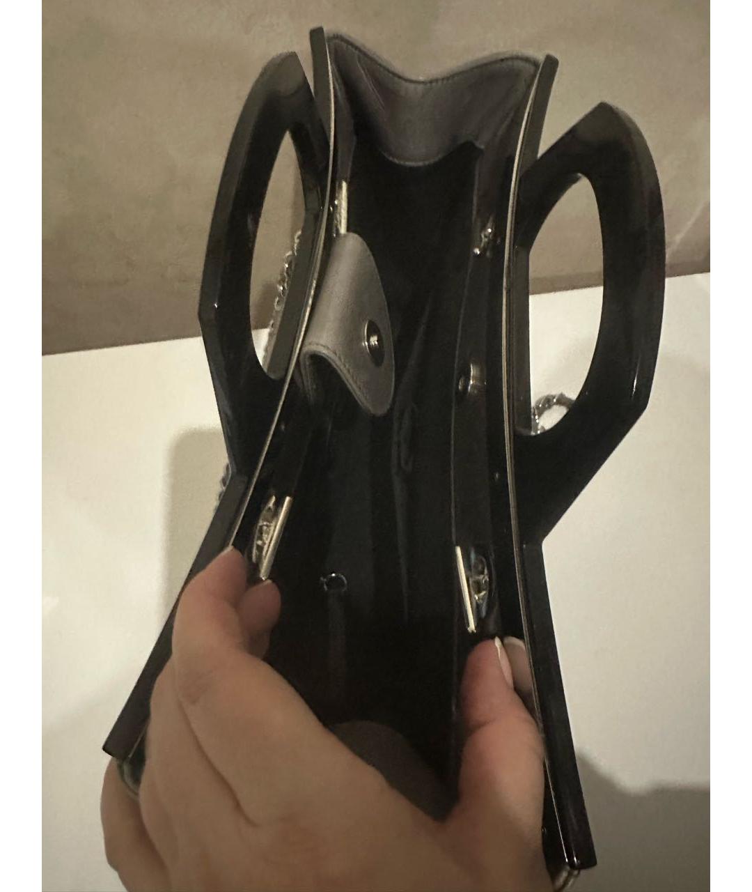 CHANEL Серая кожаная сумка с короткими ручками, фото 3