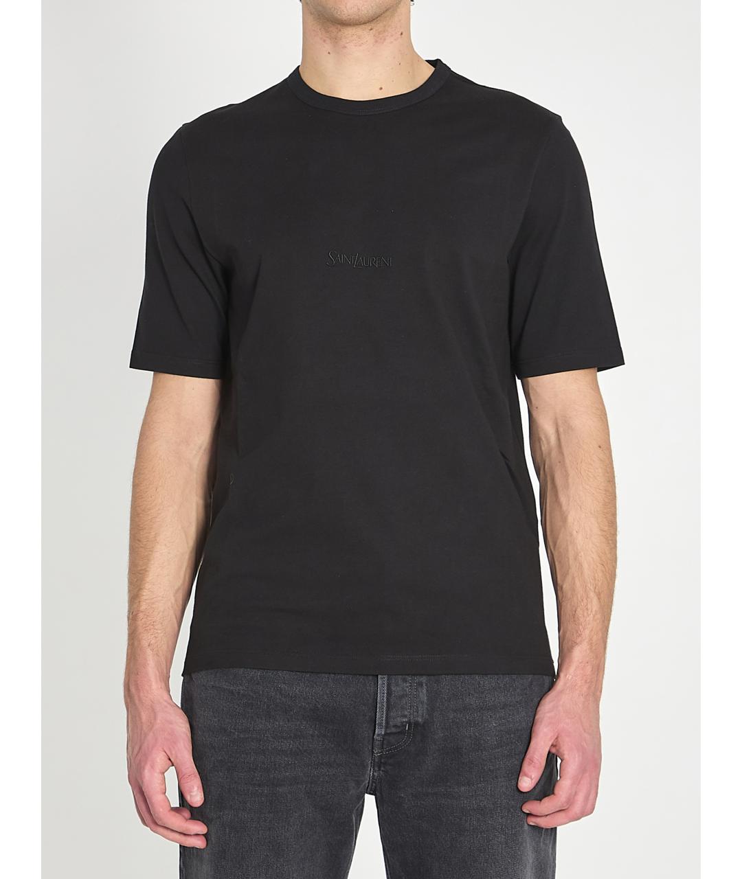 SAINT LAURENT Черная хлопковая футболка, фото 2