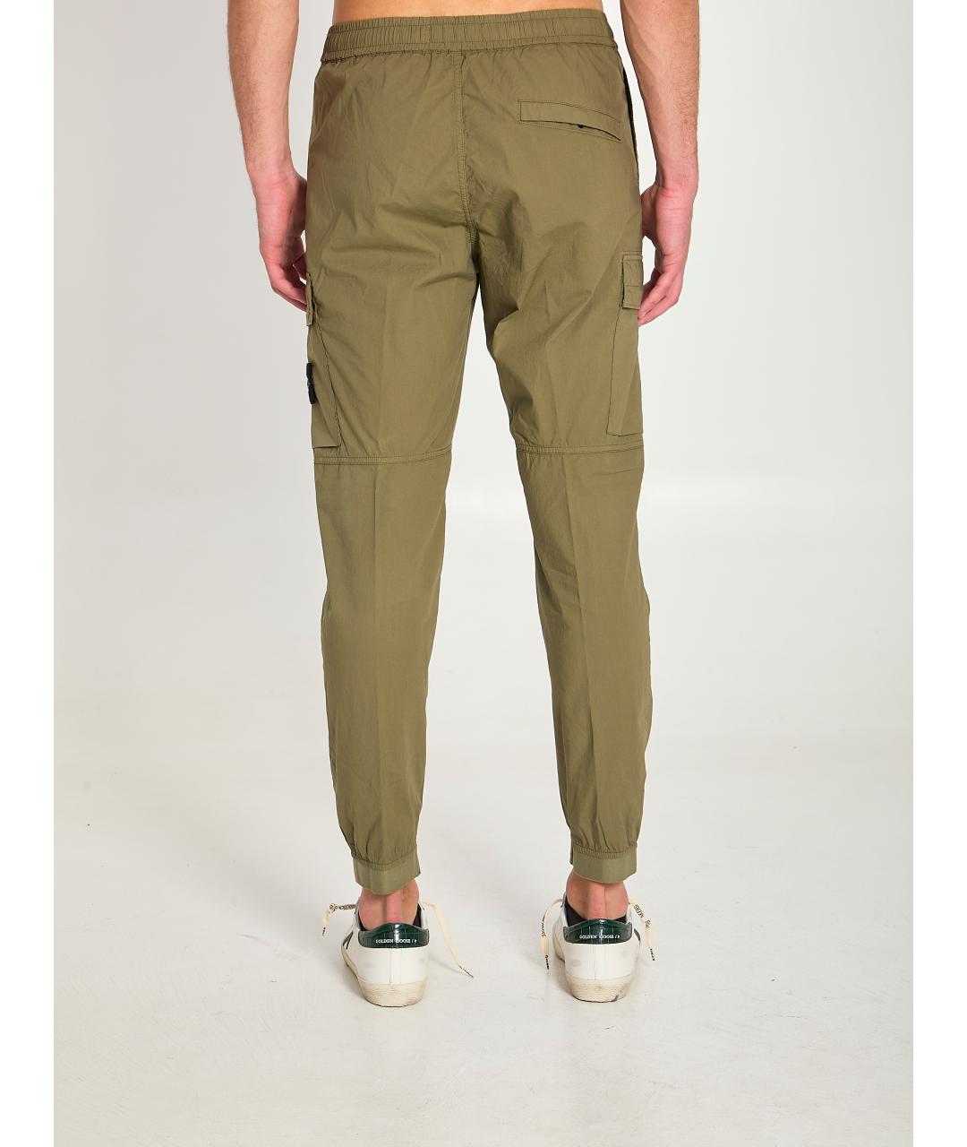 STONE ISLAND Зеленые хлопковые повседневные брюки, фото 5