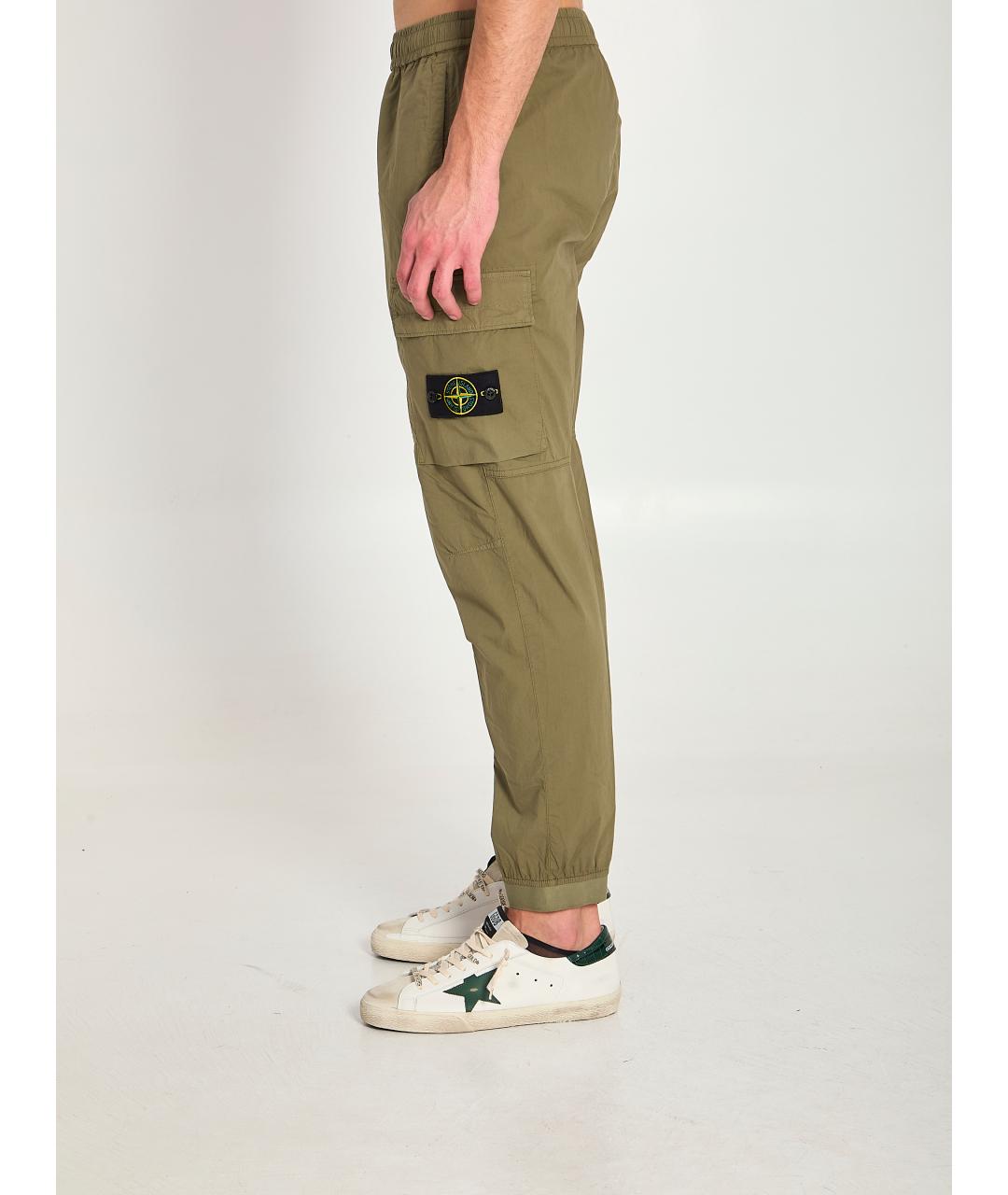 STONE ISLAND Зеленые хлопковые повседневные брюки, фото 4