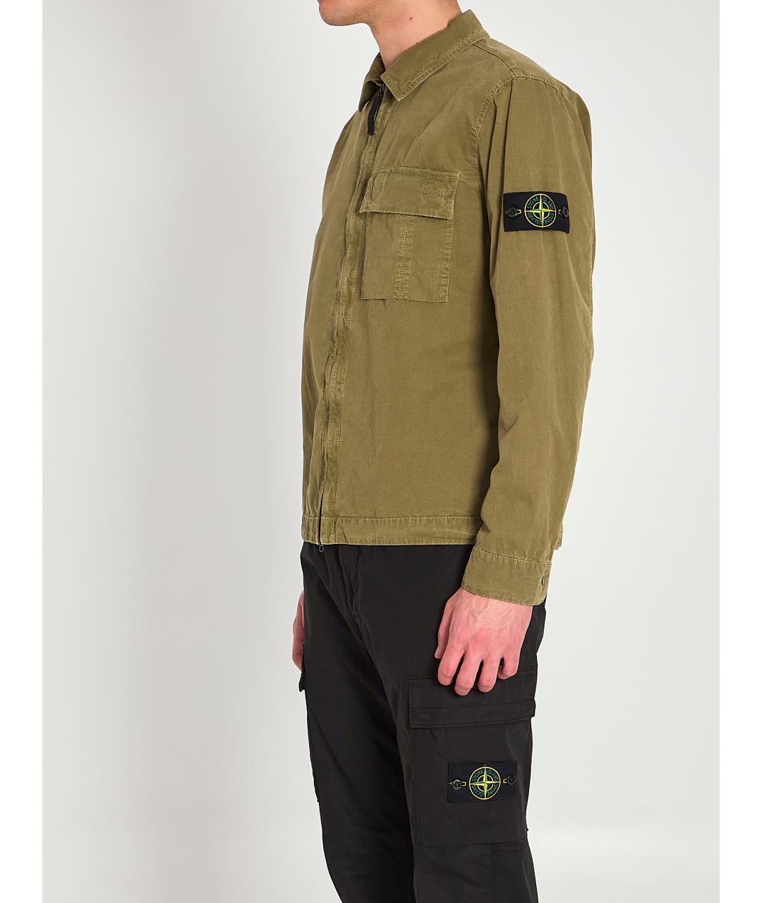 STONE ISLAND Зеленая хлопковая куртка, фото 3
