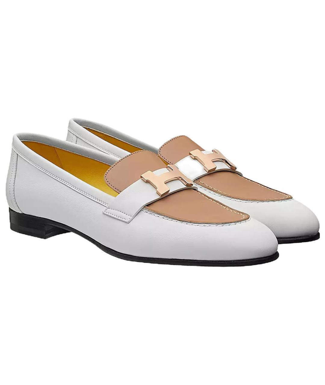 HERMES Белые кожаные лоферы, фото 3