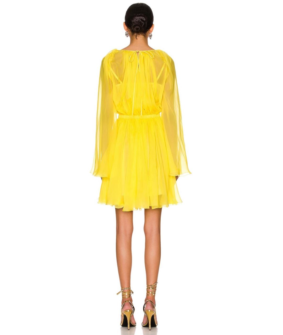 DOLCE&GABBANA Желтое шелковое коктейльное платье, фото 4