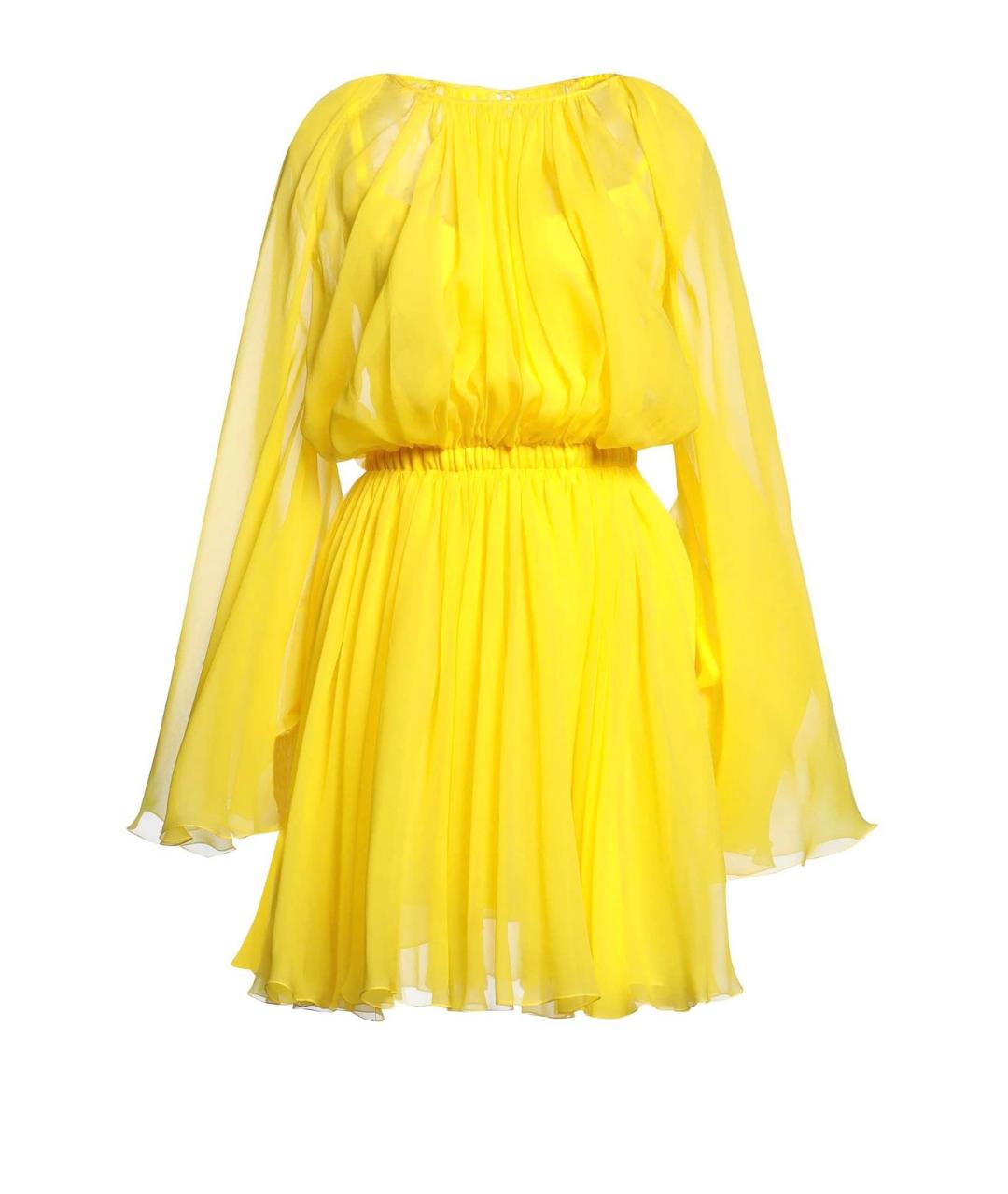 DOLCE&GABBANA Желтое шелковое коктейльное платье, фото 1