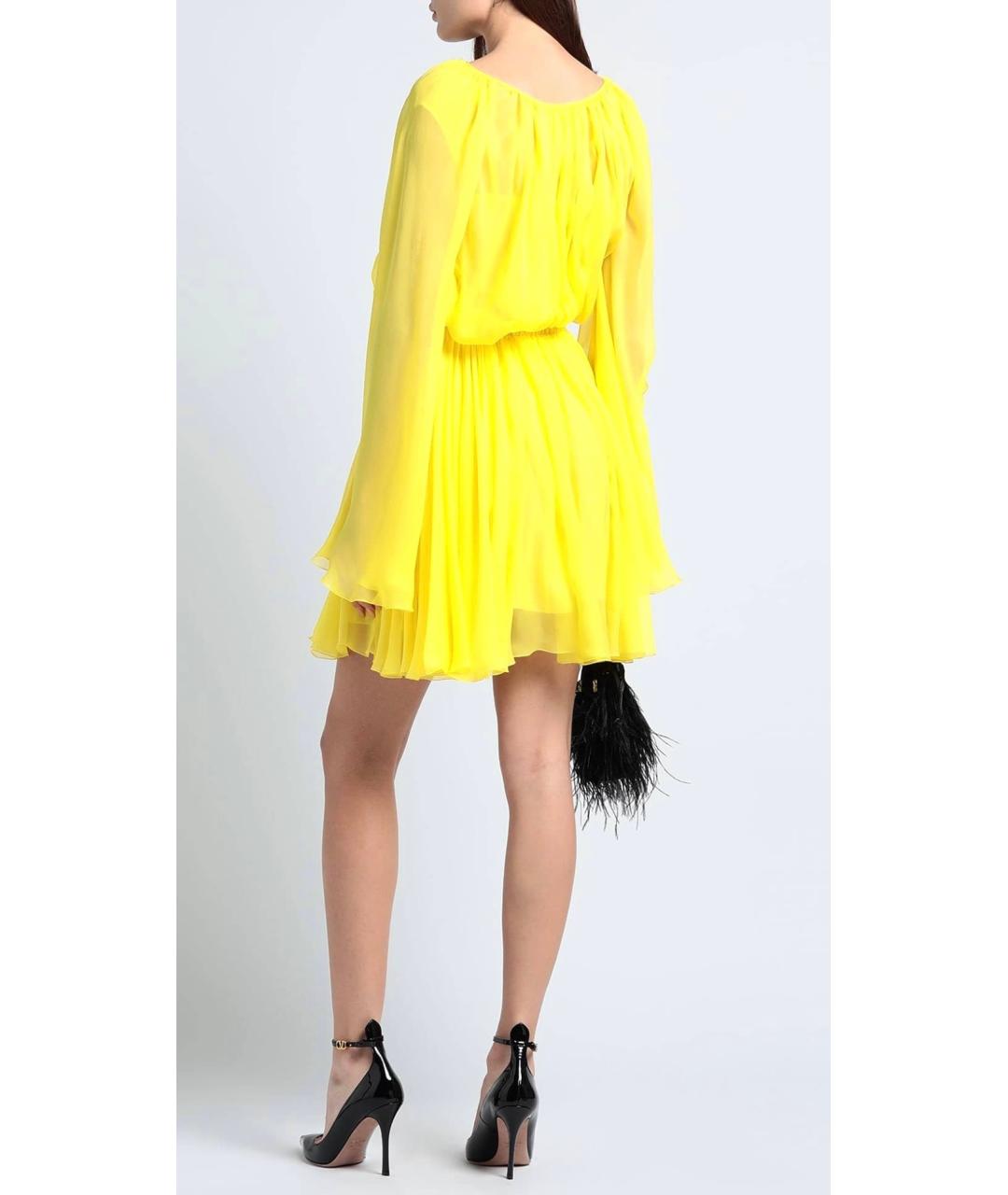 DOLCE&GABBANA Желтое шелковое коктейльное платье, фото 6