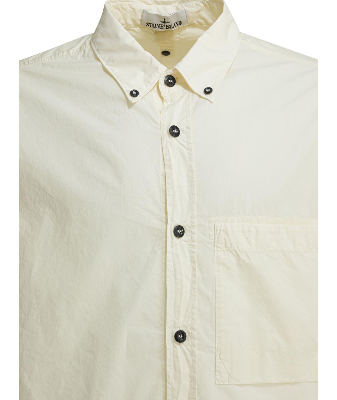 STONE ISLAND Белая хлопковая кэжуал рубашка, фото 3