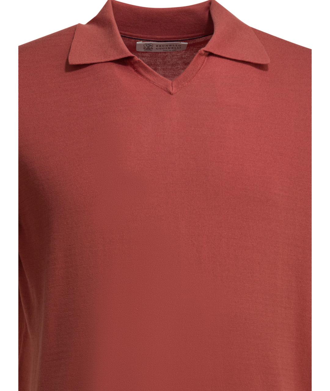 BRUNELLO CUCINELLI Красное хлопковое поло с коротким рукавом, фото 3