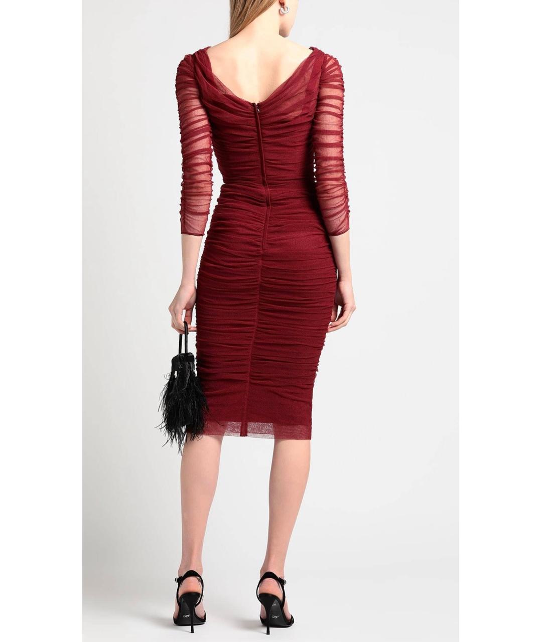 DOLCE&GABBANA Бордовое хлопко-эластановое коктейльное платье, фото 5