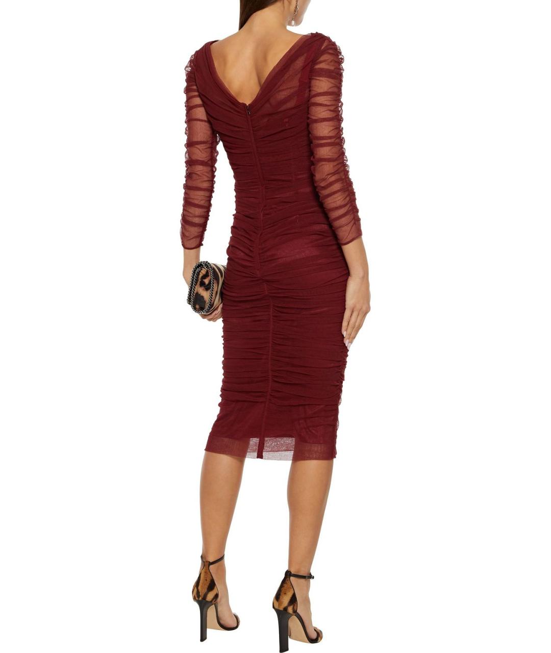 DOLCE&GABBANA Бордовое хлопко-эластановое коктейльное платье, фото 3