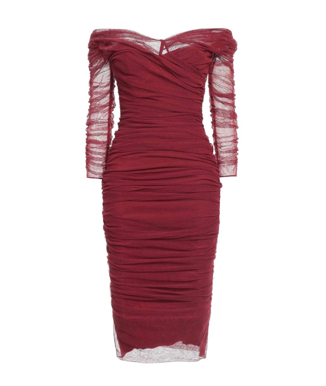 DOLCE&GABBANA Бордовое хлопко-эластановое коктейльное платье, фото 1