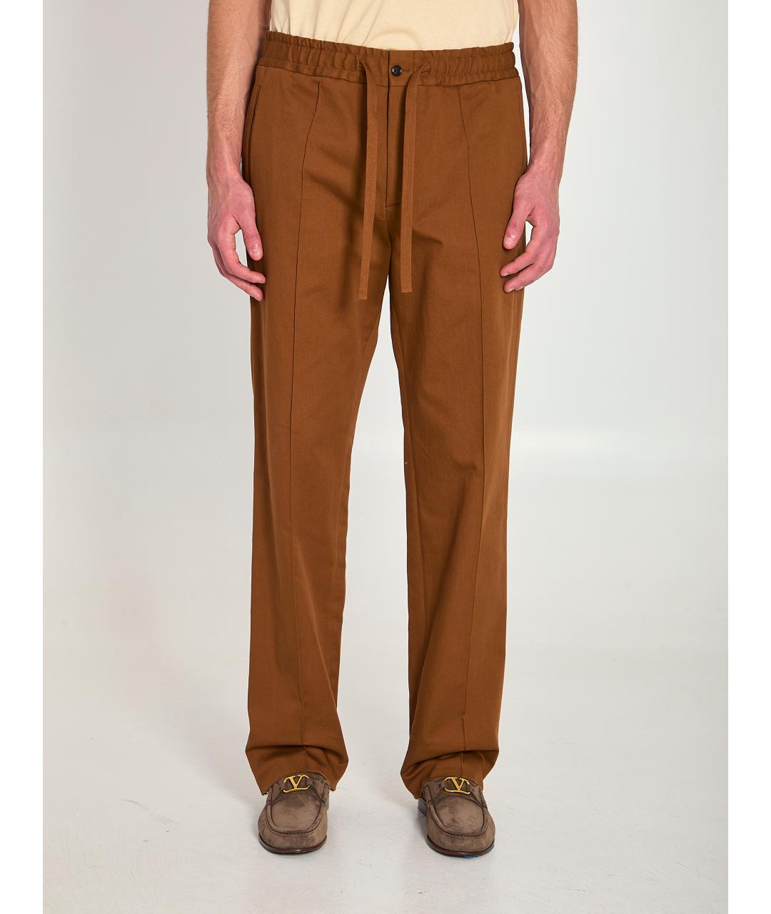 VALENTINO Коричневые хлопковые повседневные брюки, фото 2
