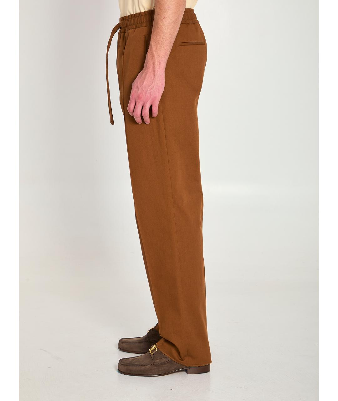 VALENTINO Коричневые хлопковые повседневные брюки, фото 4