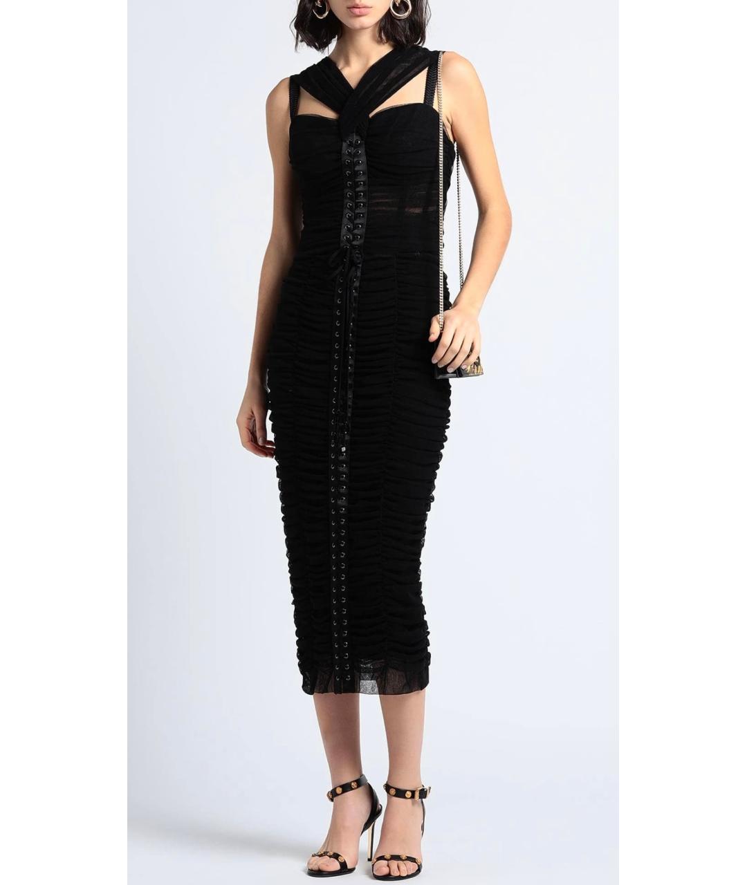 DOLCE&GABBANA Черное хлопко-эластановое коктейльное платье, фото 2