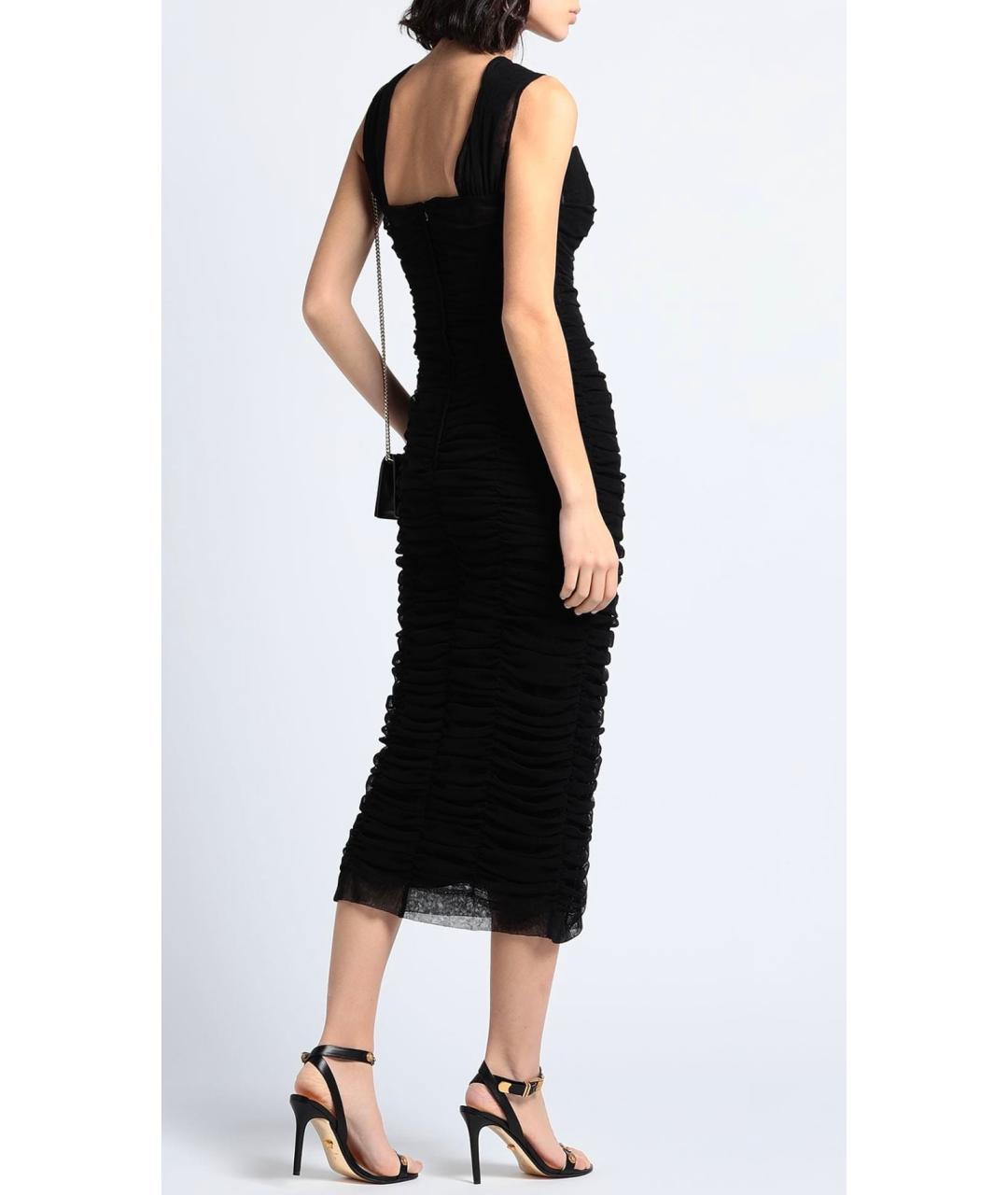 DOLCE&GABBANA Черное хлопко-эластановое коктейльное платье, фото 3