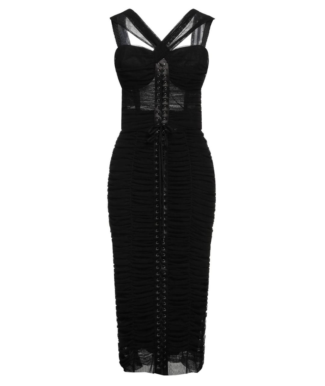 DOLCE&GABBANA Черное хлопко-эластановое коктейльное платье, фото 1