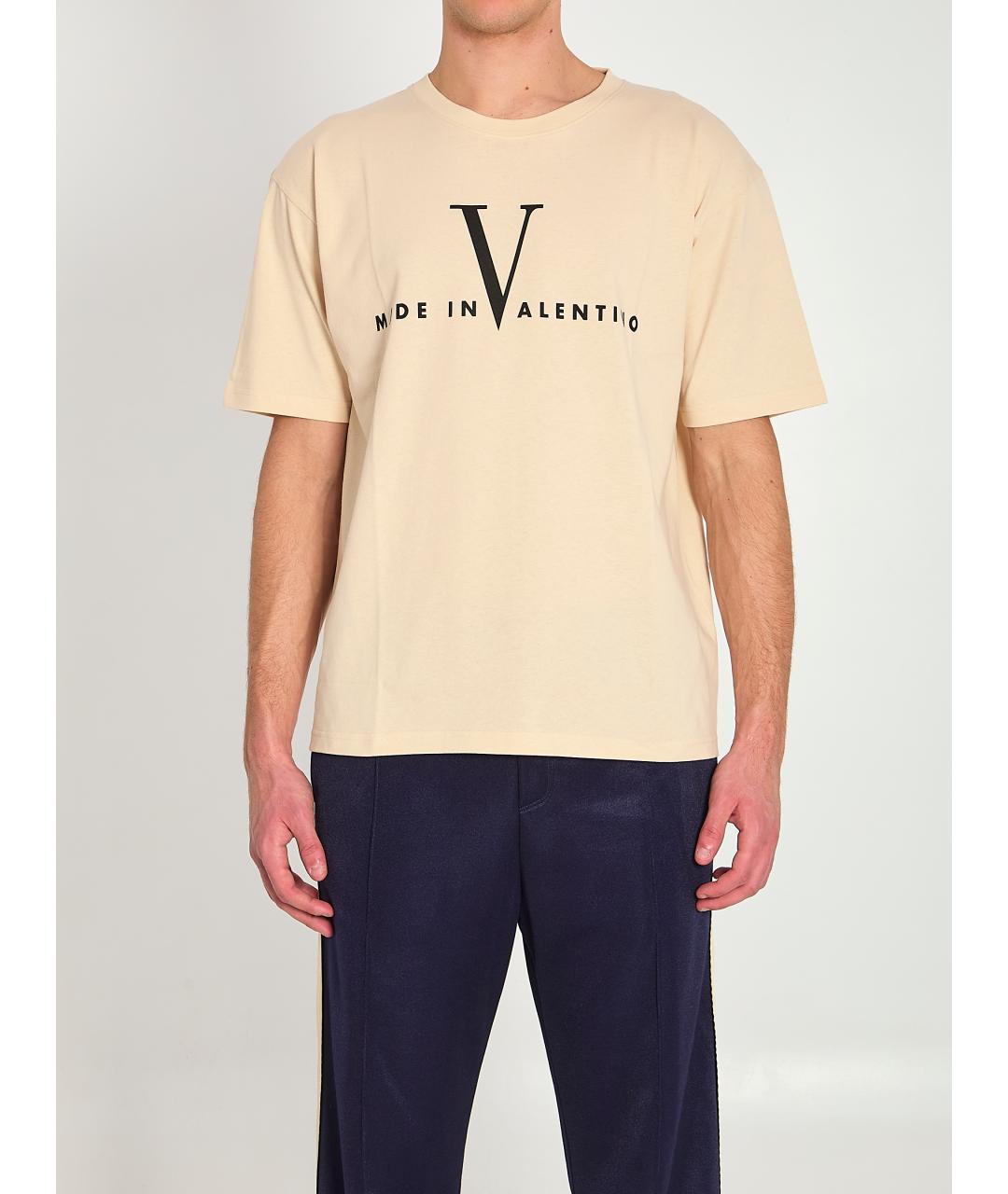 VALENTINO Бежевая хлопковая футболка, фото 2