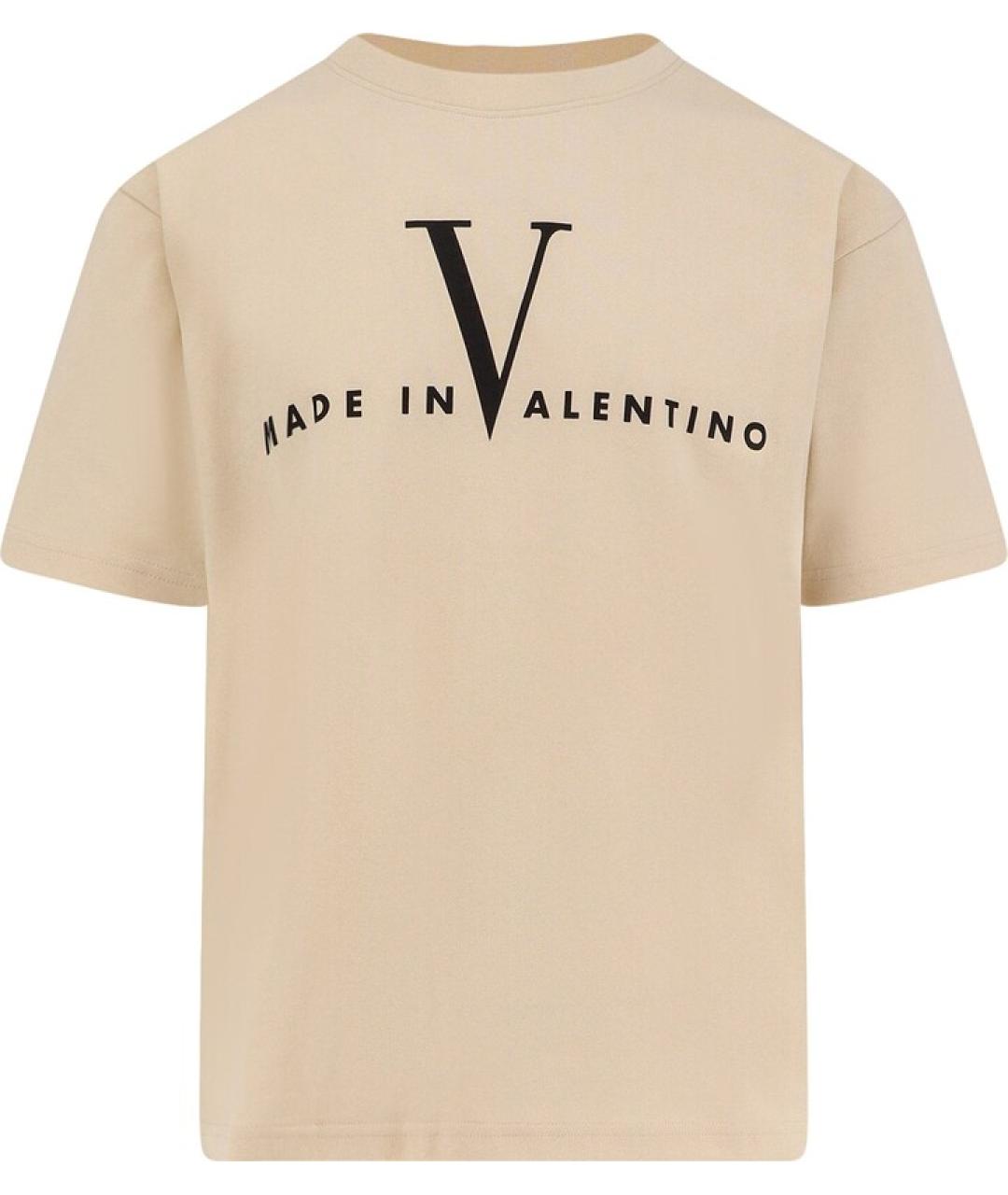 VALENTINO Бежевая хлопковая футболка, фото 1
