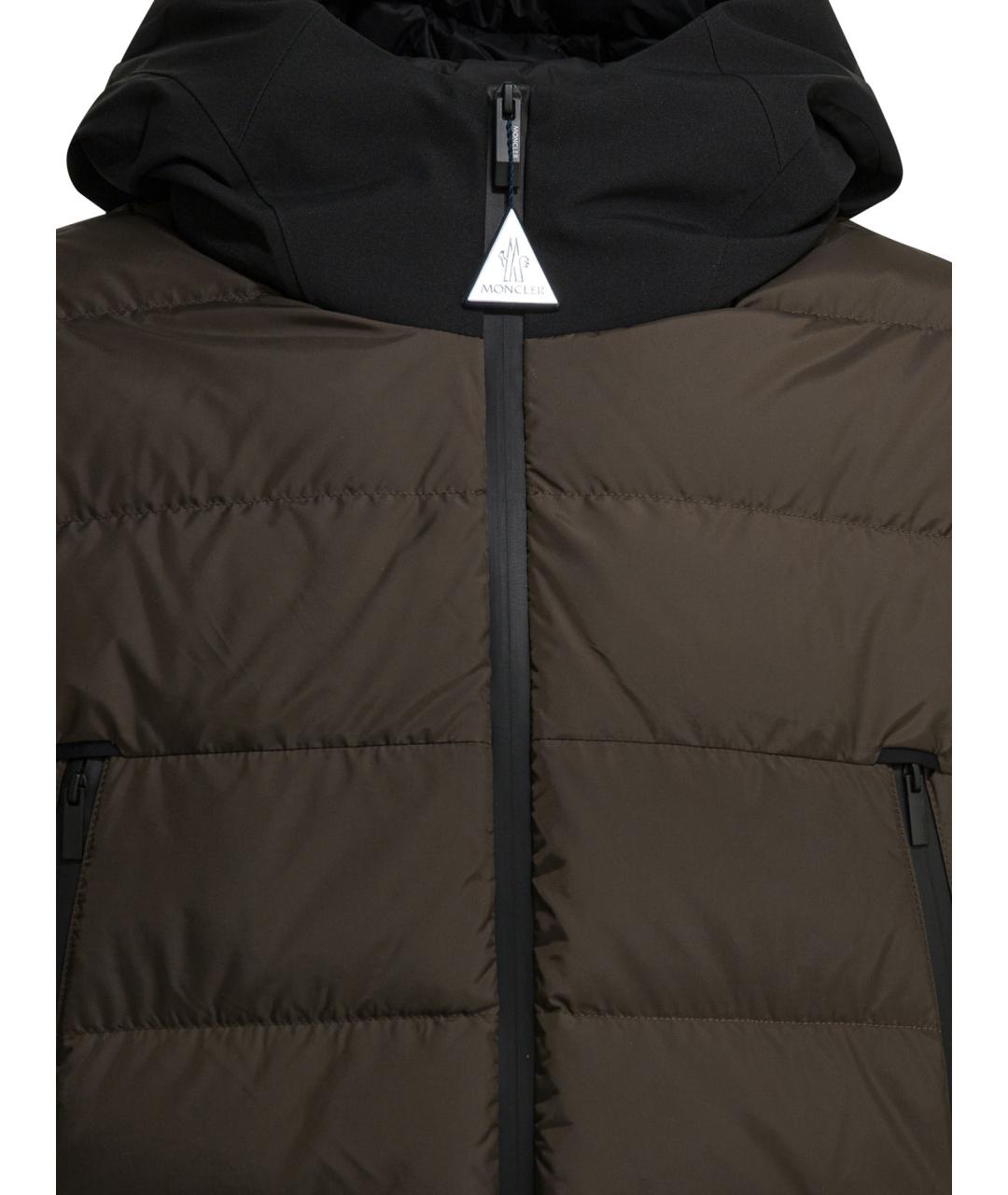 MONCLER Коричневый полиэстеровый пуховик, фото 3