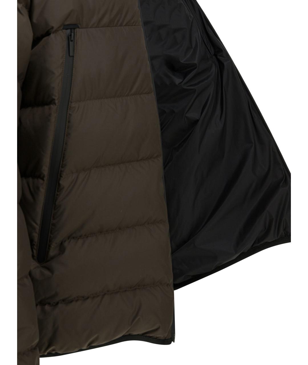 MONCLER Коричневый полиэстеровый пуховик, фото 4