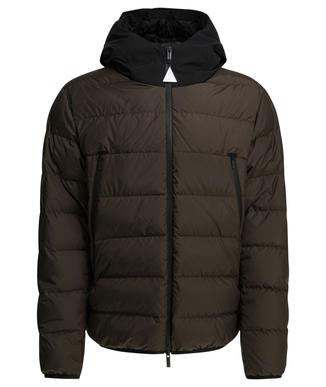 MONCLER Коричневый полиэстеровый пуховик, фото 1