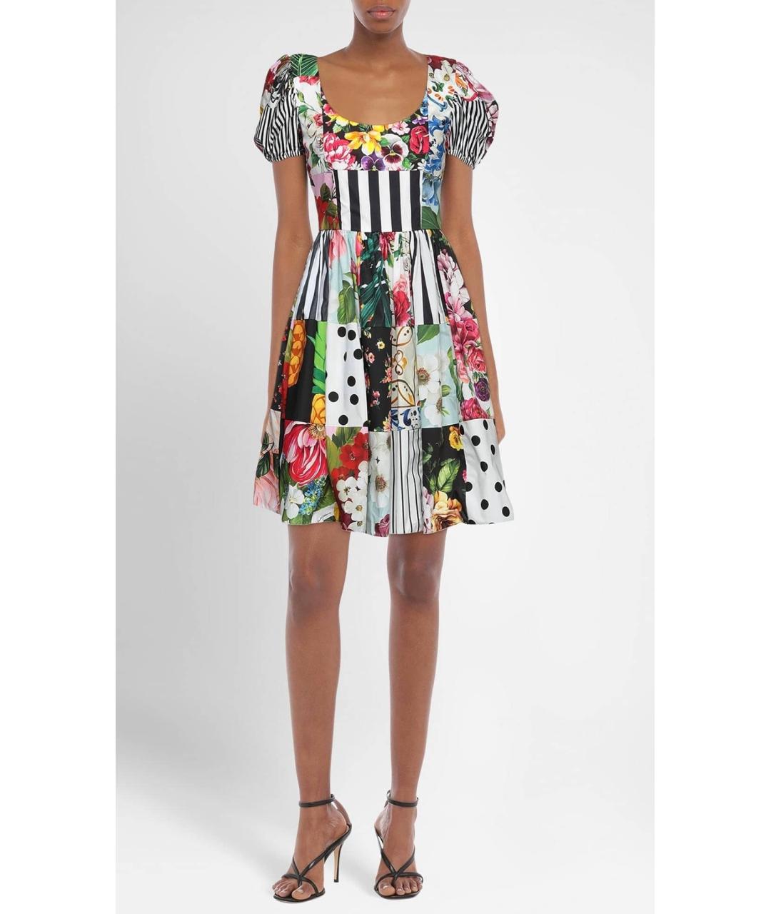 DOLCE&GABBANA Мульти хлопковое коктейльное платье, фото 2