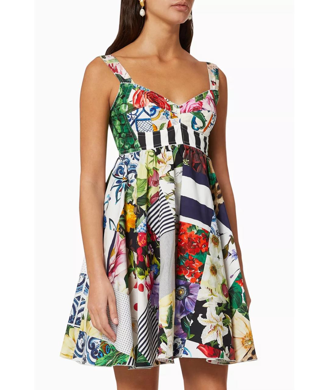 DOLCE&GABBANA Белое хлопко-эластановое коктейльное платье, фото 2