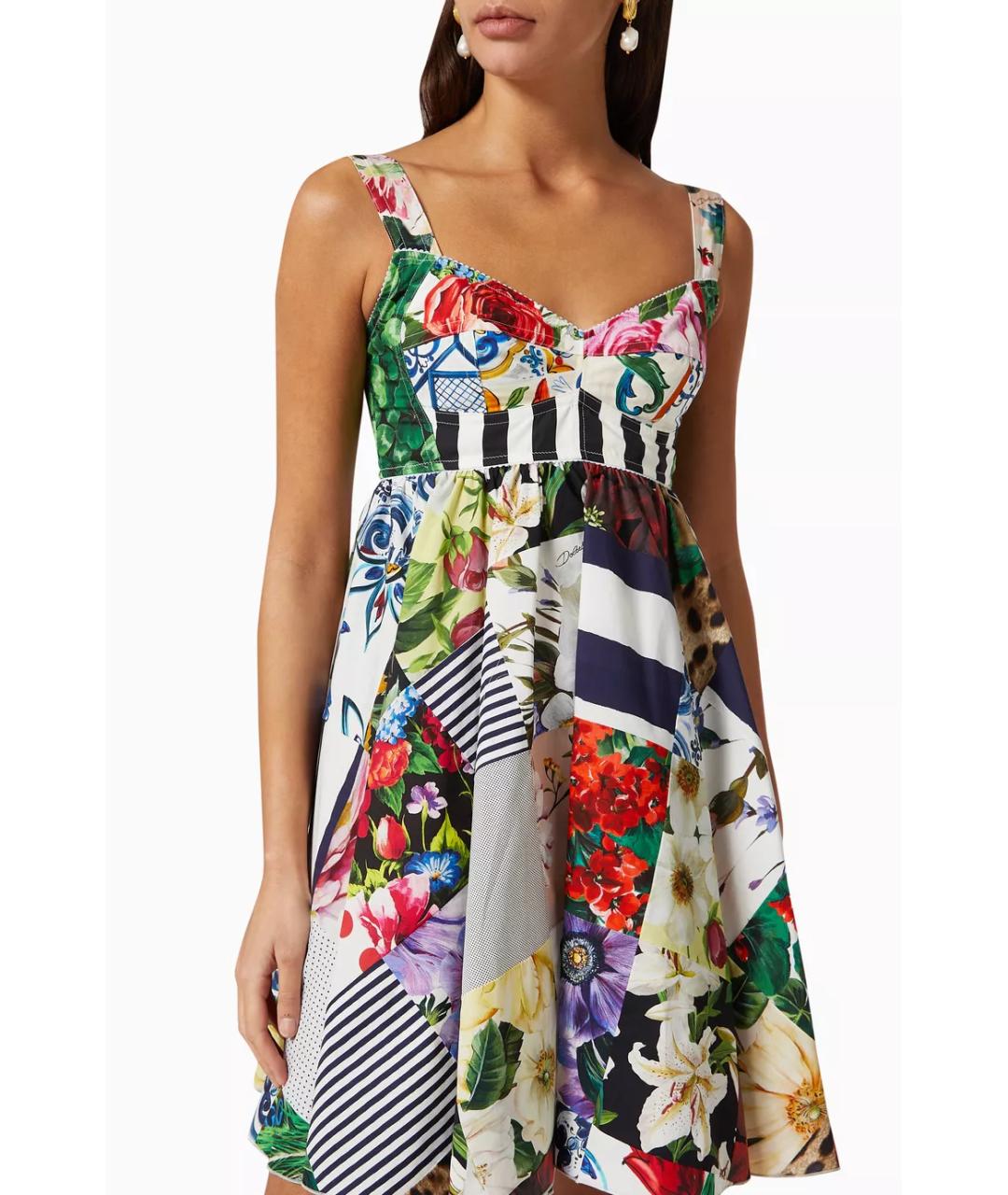 DOLCE&GABBANA Белое хлопко-эластановое коктейльное платье, фото 3