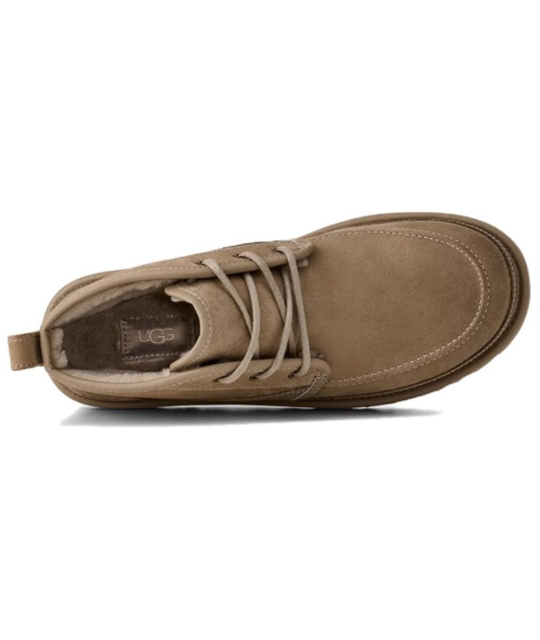 UGG AUSTRALIA Бежевые кожаные высокие ботинки, фото 5