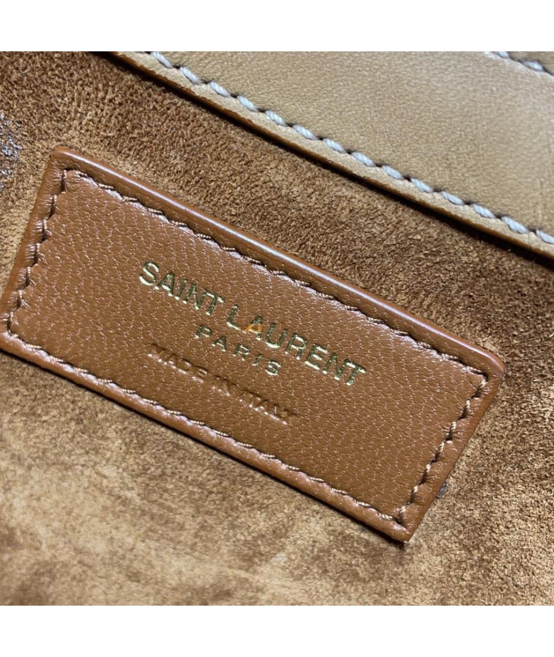 SAINT LAURENT Бежевая кожаная сумка через плечо, фото 7