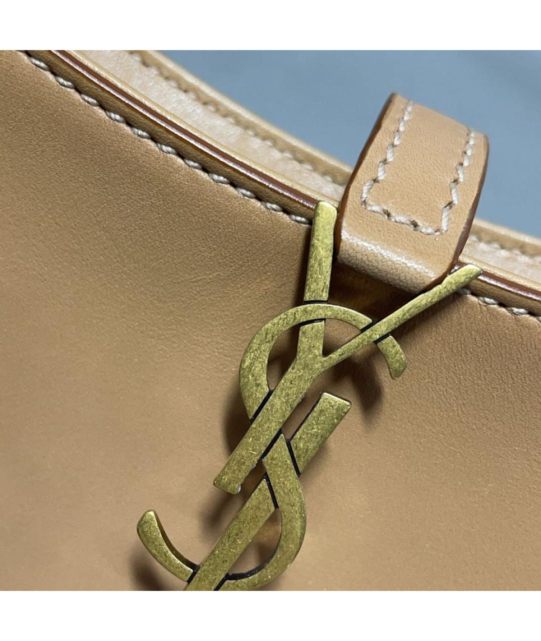 SAINT LAURENT Бежевая кожаная сумка через плечо, фото 5