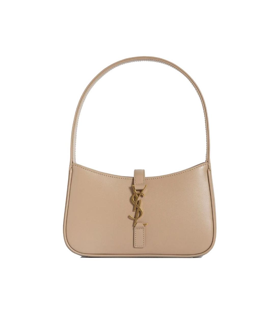 SAINT LAURENT Бежевая кожаная сумка через плечо, фото 2