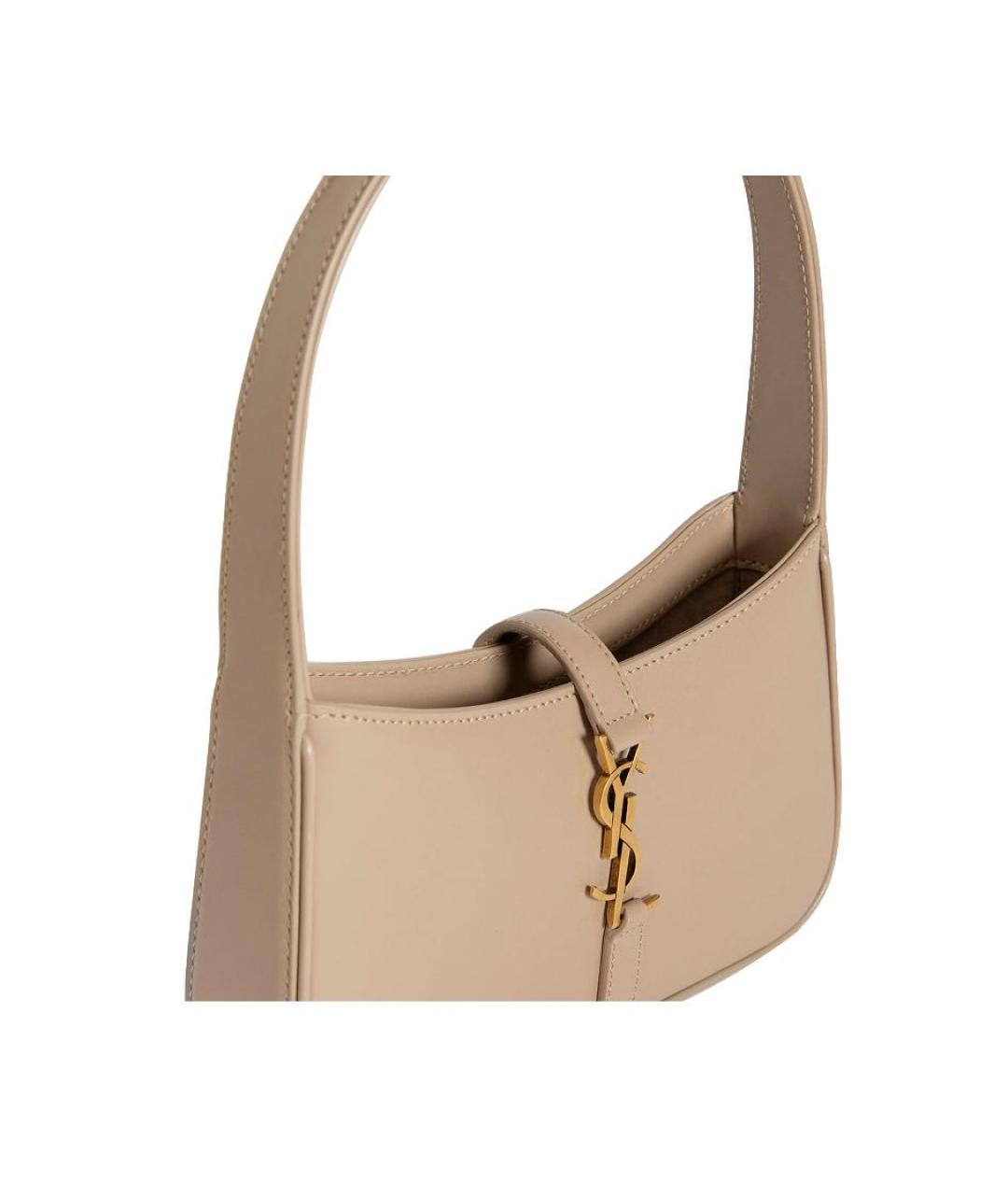 SAINT LAURENT Бежевая кожаная сумка через плечо, фото 4