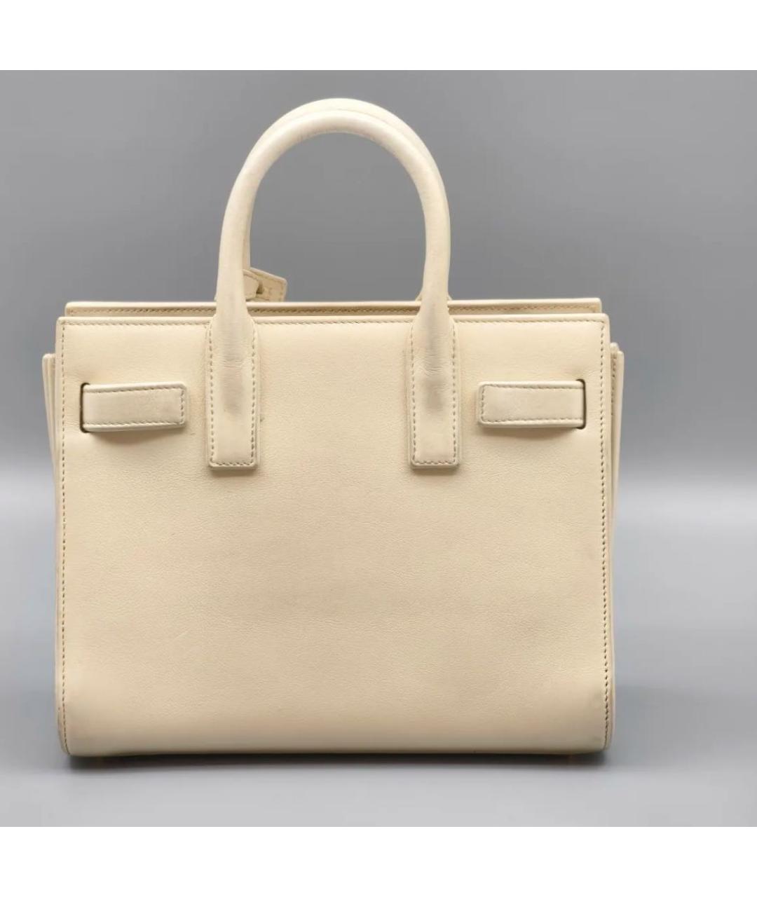 SAINT LAURENT Бежевая кожаная сумка через плечо, фото 2