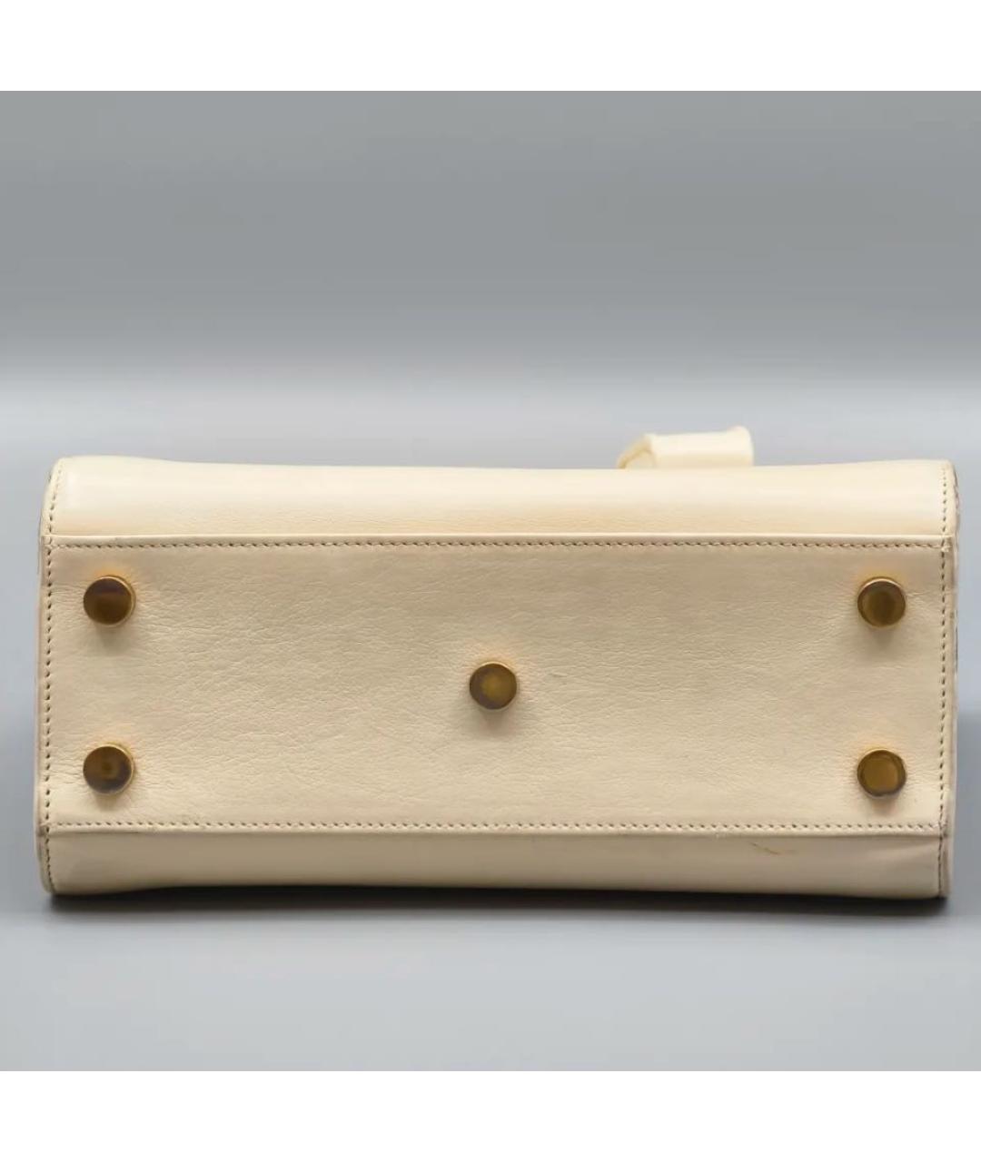 SAINT LAURENT Бежевая кожаная сумка через плечо, фото 3