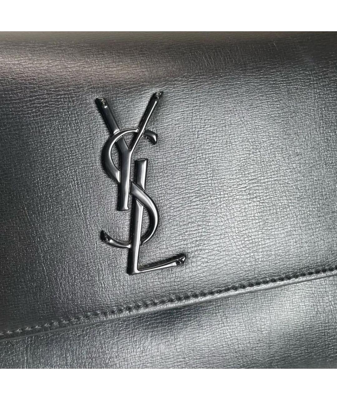 SAINT LAURENT Черная кожаная сумка через плечо, фото 2