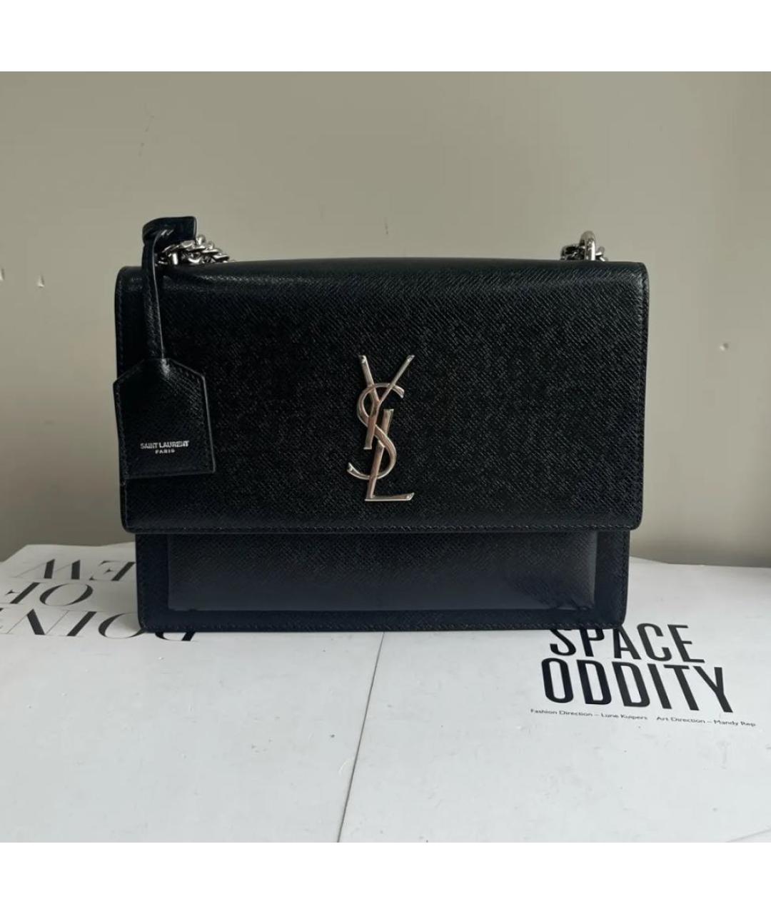 SAINT LAURENT Черная кожаная сумка через плечо, фото 2