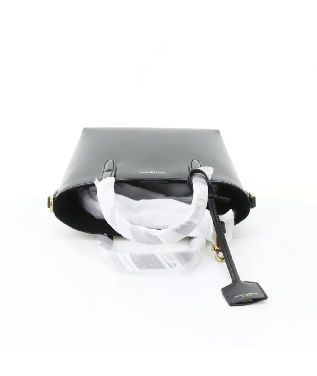 SAINT LAURENT Черная кожаная сумка тоут, фото 5