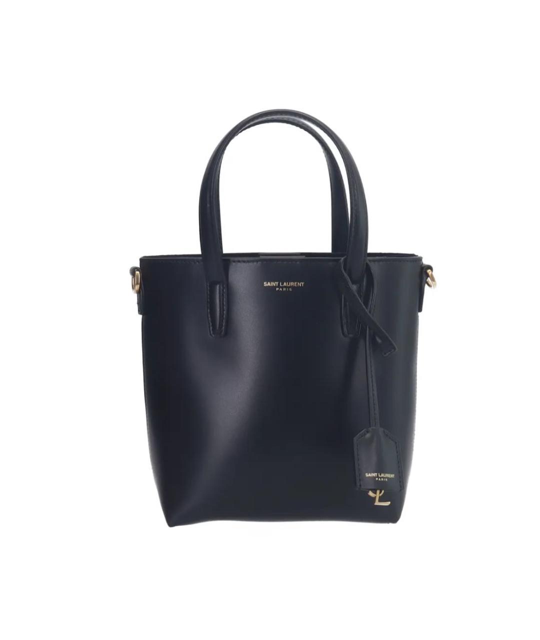 SAINT LAURENT Черная кожаная сумка тоут, фото 6
