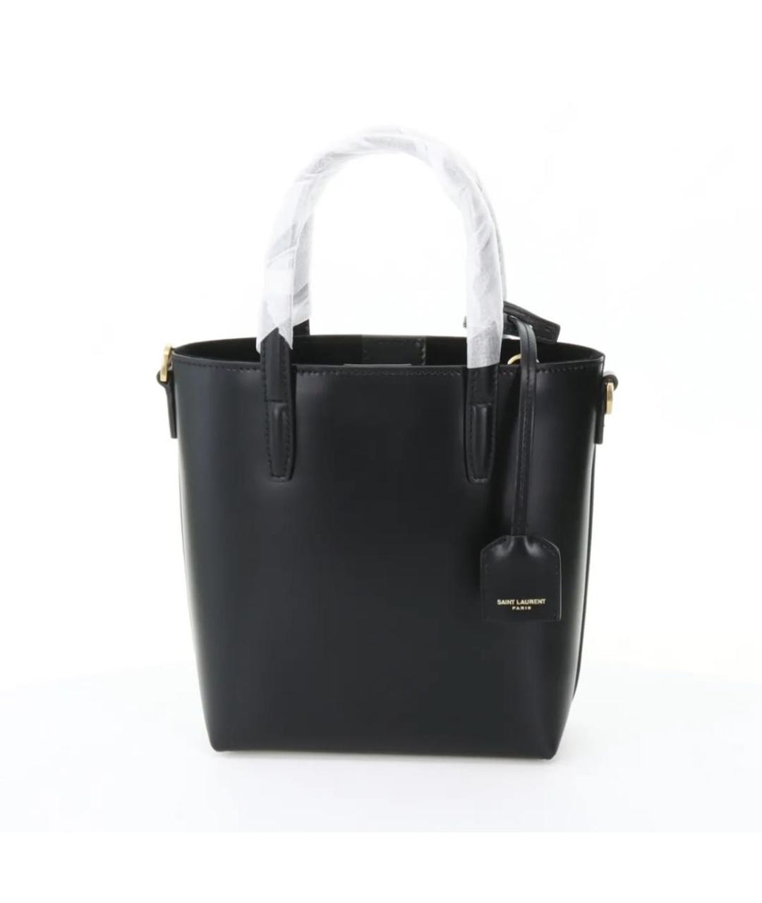 SAINT LAURENT Черная кожаная сумка тоут, фото 4