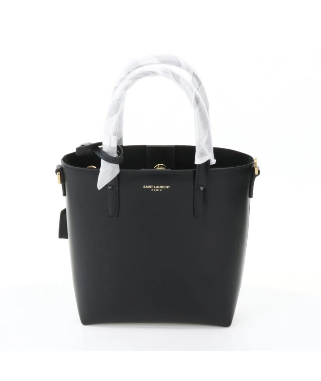SAINT LAURENT Черная кожаная сумка тоут, фото 2